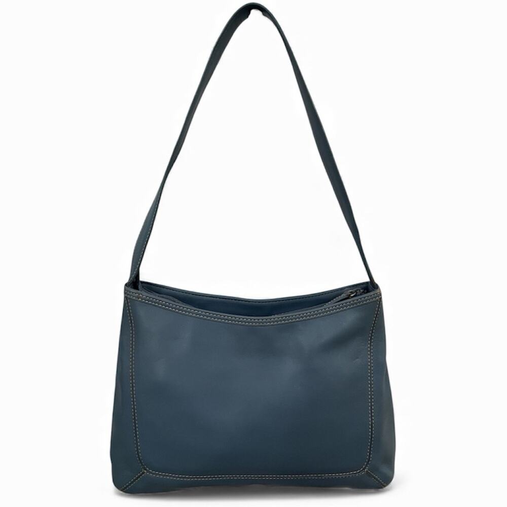 Bandolino Vintage Leather Navy Blue Small Shoulder Bag Demi Baguette Purse